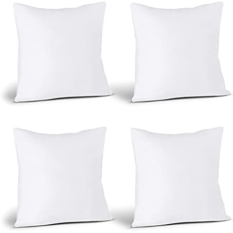 Elegant Comfort 16 x 16 Pillow Inserts - Set of 4 - Square Form Throw  Pillow Inserts with Poly-Cotton Shell and Siliconized Fiber Filling - Ideal  for Couch and Bed Pillows, 16 x 16 inch 