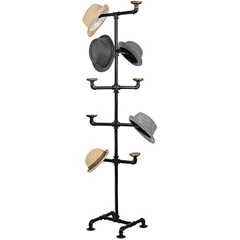 FixtureDisplays Rotating Free Standing Headwear Metal Floor Hat Display Rack - Black