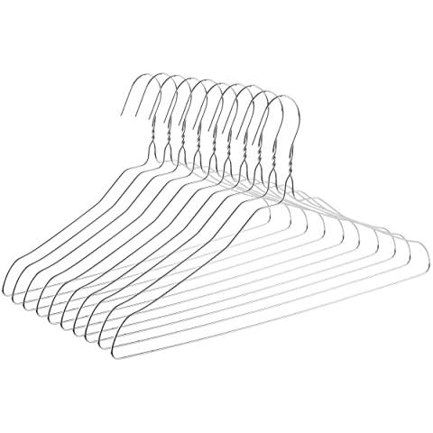 HANGERWORLD 50 Silver 16inch Metal Wire 13 Gauge Clothes Coat Garment Pants Bar Hangers
