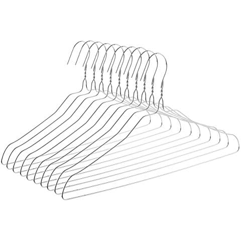 Wideskall 16 inch Metal Wire Clothing Hangers, 13 Gauge Wire, 50 Pack 