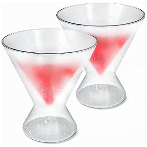 Lemonsoda Stemless Martini Glasses - Double Walled Design with Ring Base- Drink Suspended in Air - 8 oz - Set of 4