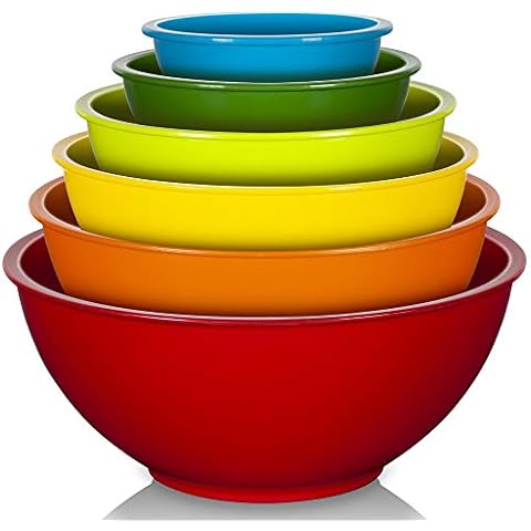 Mixing Bowls for Kitchen - Plastic Mixing Bowls with Handles 2.5 qt - Ideal for Mixing Up Cakes, Mixing Sauces and Dips, for Food Prep & More - Set of