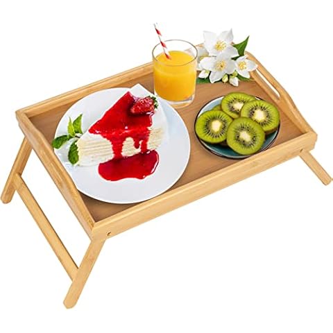 2 Pack Bed Trays for Eating, 16.92 x 12.6 Inch Table Tray 1-bamboo