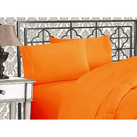 queen orange sheet set