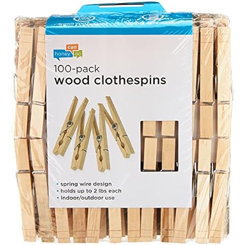 Clothes Pins, Small Clothes Pins for Photos, 1.4'' 100 PCS Natural  Birchwood Mini Clothes Pins, Strong Springs Colorful clothespins with  Storage