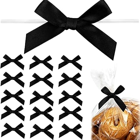 Extra Large Black Gift Wrap Pull Bows - 8 inch Wide, XL Black Ribbon Big Pull Flower Bows for Halloween Gifts and Presents, Set of 4 (Black), Men's