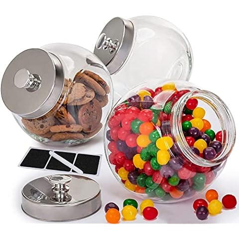 Frcctre 3 Pack Plastic Candy Jar with Lids, 98 Oz Clear Cookie Jar for  Kitchen Counter, Wide Mouth Candy Buffet Containers Bulk-Food Storage Jar  for