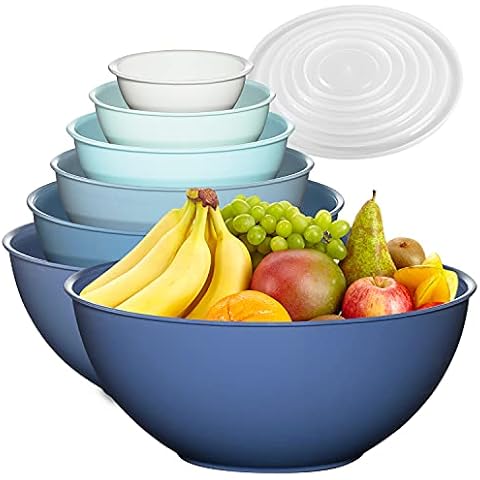 Cook With Color COOK WITH COLOR Mixing Bowls with TPR Lids - 12 Piece  Plastic Nesting Bowls Set includes 6 Prep Bowls and 6 Lids, Microwave Safe