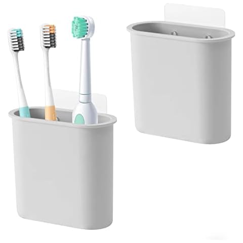 Mspan Toothbrush Razor Holder for Shower: Wall Mounted Tooth Brush  Organizer - Self Adhesive Hanging Mount for Bathroom Toothpaste Shaver  Loofah & Electric Toothbrush White 