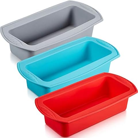 Silicone Bread and Loaf Pans - Set of 2 - SILIVO Non-Stick Silicone Baking  Mold for Homemade Cakes, Breads, Meatloaf and Quiche - 8.9x3.7x2.5 Red  and Blue 