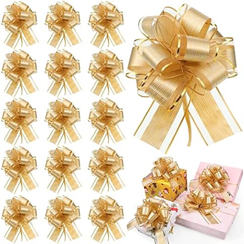 JOYIN 36 PCS Christmas Gift Wrap with Ribbon Pull Bows 4.7, Pull Bows for  Gift Wrapping, Easy and Fast Wrapping Accessory for Xmas, Baskets, Wine