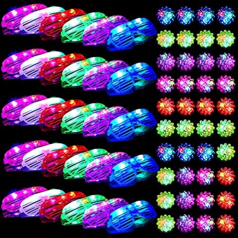 iGeeKid 60 Pcs Glow in The Dark New Years Eve Party Supplies, Glow Sticks Bulk LED Party Favor Light Up Toys Kid/Adults 50 Glow