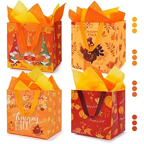 36 Pcs Thanksgiving Gift Bags with Handles Thanksgiving Gift Treat Bags  Fall Candy Bags Fall Goodie Bags with 36 Fall Leaves Fall Paper Bags for  Party