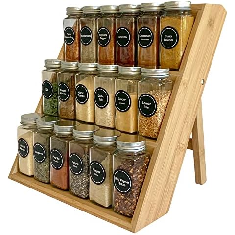 New Spice Rack Organizer for Cabinet & Countertop, Bamboo Seasoning  Organizer for Drawers, Anti-tipping Spice Racks for 24 Seasoning Jars