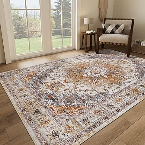 YOUFORTONG Washable 8x10 Area Rugs: Rugs for Living Room Ultra Soft Carpet  for Bedroom Waterproof Rug Non Slip Rugs for Hardwood Floors (Grey, 8x10)