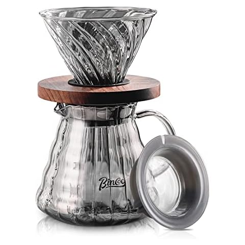Pour Over Coffee Maker, BicycleStore Paperless Glass Carafe with Stainless  Steel Filter Reusable Glass Coffee Pot Manual Coffee Dripper Brewer Hand
