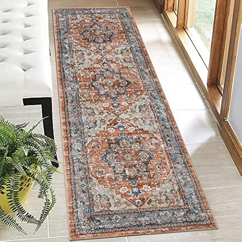 Boho Bathroom Rugs 2x6 ft Washable Runner Rug Reversible Indoor Mat with  Tassel