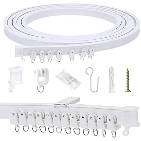 1pc Flexible Curved Ceiling Curtain Track With Hooks, Bendable Mounted  Curtain Rail, Room Divider, Bathroom Accessories, Shop Now For  Limited-time Deals
