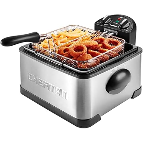 Aigostar Deep Fryer with Basket, 3L/3.2Qt Stainless Steel Electric Deep Fat  Fryer with Temperature Limiter for Frying Chicken, Tempura, French Fries