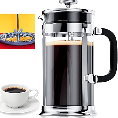 Secura French Press Coffee Maker, 304 Grade Stainless Steel Insulated  Coffee Press with 2 Extra Screens, 34oz (1 Litre), Silver