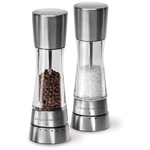 Benicci Premium Salt and Pepper Grinder Set of 2 - Two Refillable,  Stainless Steel Sea Salt 