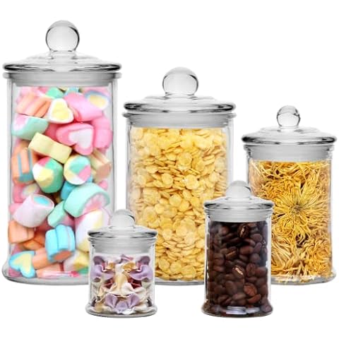 Folinstall Wide Mouth Apothecary Jar with Lid, 0.5 Gallon Glass Jar for  Kitchen Storage and Laundry Room Organization, 72 oz Clear Glass Container  for