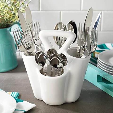 DTICON Metal Utensil Caddy Silverware Organizer, Utensil Holder Cutlery  Caddy, Flatware Spoon Fork Storage for Outdoor Party Camping Picnic Buffet  RV