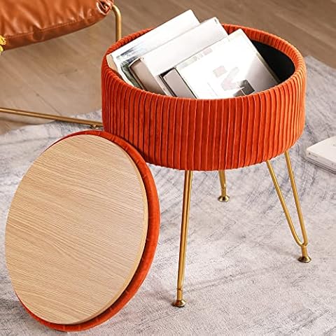 Alasdo Storage Small Ottoman Foldable Rectangle Coffee Table Multipurpose Foot  Rest Short Children Sofa Stool,Linen Fabric Ottomans