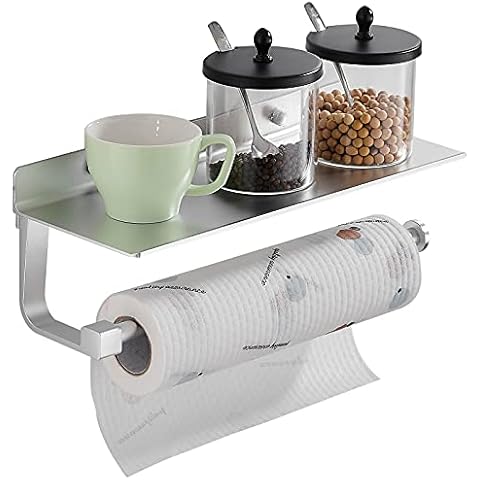 Paper Towel Holder Under Cabinet and Counter, Stainless Steel, Tclouda Aluminum Alloy Wall Mountd Paper Towel Rack, Available in Adhesive and Screws