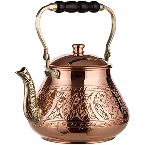 Handmade Turkish Double Boiler Tin Plated Copper Teapot