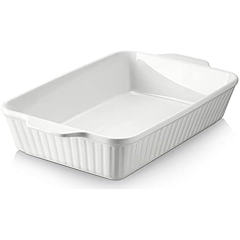 YMASINS Casserole Dishes for Oven, Ceramic Baking Dish Set of 3 Deep White