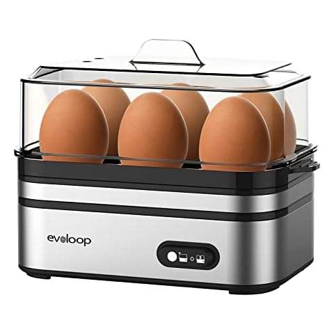 Elite Gourmet EGC648 Easy Electric Poacher, Omelet Eggs & Soft, Medium, Hard-Boiled Egg Boiler Cooker with Auto Shut-Off and Buzzer, Measuring Cup