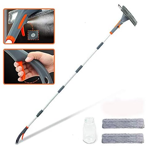 Spray Window Squeegee Cleaner Tool, Baban 3-in-1 Window Washer Cleaning Kit  with Extension Pole, 76 inch Extendable Window Washing Equipment for