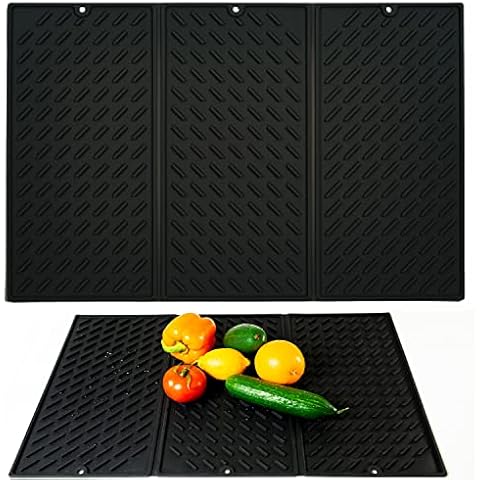 Foldable Dish Drying Mats for Kitchen Counter 16x24, Non Slip Silicone Mat  Grey