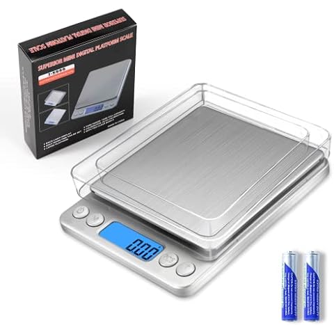 KeeKit Digital Pocket Scale, 500g 0.01g Mini Kitchen Scale with 2 Trays,, Red
