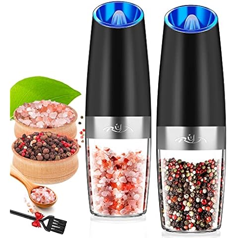 SIYOTEAM Electric Salt and Pepper Grinder Set, Automatic Salt and Pepp