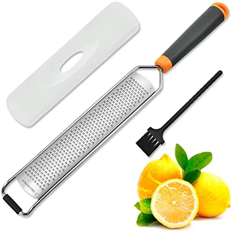 Zekpro Parmesan Cheese Grater and Lemon Zester, Stainless Steel Razor Sharp Zester for Ginger, Garlic, Nutmeg, Chocolate, Vegetables, Fruits