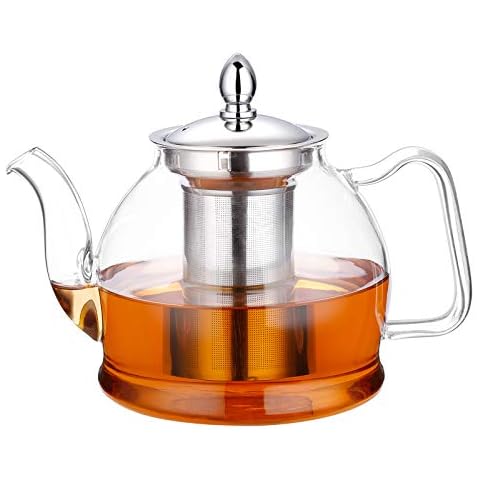 Glass Teapot, Zpose Tea Pot, Teapots, 40oz/1200ml Tea Pots with Scale Line, Tea Pot with Infuser, Borosilicate Glass Teapot for Stovetop Safe, Tea Pot