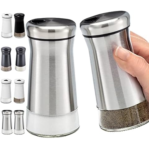 bonris Salt and Pepper Grinder Set of 3 Adjustable Ceramic Salt Grinder &  Pepper Grinder - Tall Salt and Pepper Shakers with Adjustable Coarseness by