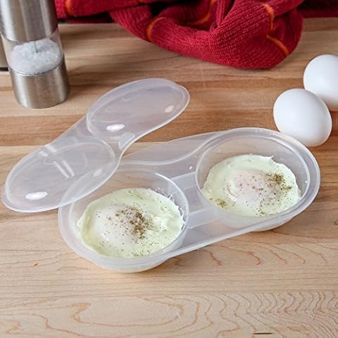 Microwave Egg Poacher BPA Double Egg Cooker Dual Caves High Capacity Design  Microwave Poached Egg Steamer Dishwasher Safe 