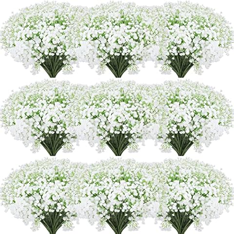 9pcs Babys Breath Artificial Flowers Gypsophila Bouquet Bulk Fake Spring  Silk Small Flowers Real Touch Faux Floral for Home Kitchen Garden Wedding  Christmas Halloween Party DIY Decor (Black)