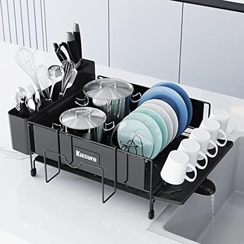 JOEY'Z Dish Drying Rack Hard Plastic Drainer Kitchen Counter Organizer, White Extra Large, Size: XL