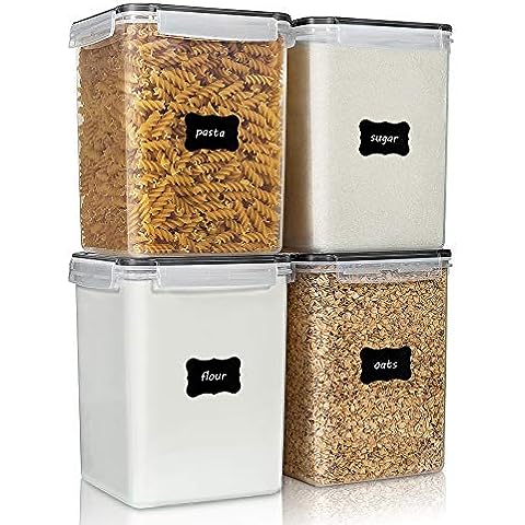 STOREGANIZE 5.3L Flour and Sugar Storage Containers (4pk) - Large Airtight  Food Canisters With Lids for Kitchen Pantry