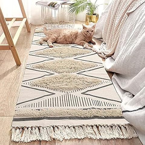 LEEVAN Black and White Rug 2X3, Washable Black Door Mat Cotton Woven Front  Porch Rug, Layered Door Mats Outdoor Welcome Indoor Door Mat, Farmhouse Go