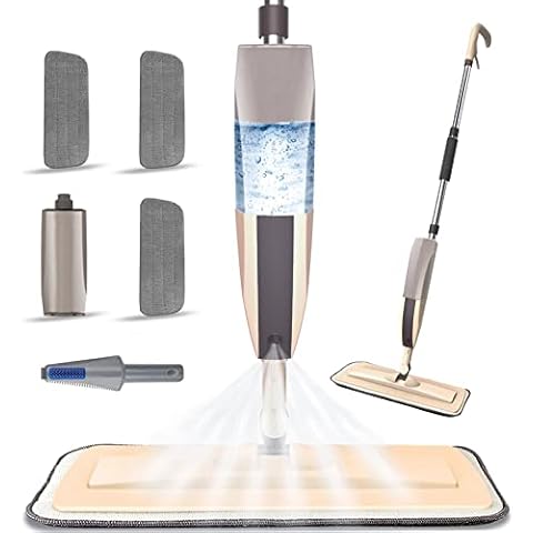 Bonpally 18 Microfiber Mop Floor Cleaning System, Flat Mop for Hardwood  Floors, Floor Scrub Brush with 57 Telescopic Handle, 2 in 1 Scrape  Squeegee