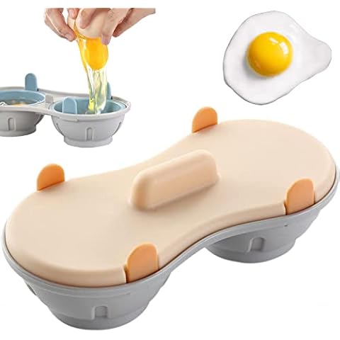 Microwave Egg Poacher BPA Double Egg Cooker Dual Caves High Capacity Design  Microwave Poached Egg Steamer Dishwasher Safe 