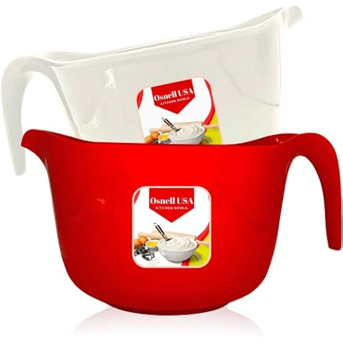 Osnell USA mixing bowls for kitchen - plastic mixing bowls with handles 2.5  qt - mixing bowl set