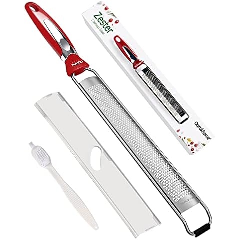 Zekpro Parmesan Cheese Grater and Lemon Zester, Stainless Steel Razor Sharp Zester for Ginger, Garlic, Nutmeg, Chocolate, Vegetables, Fruits