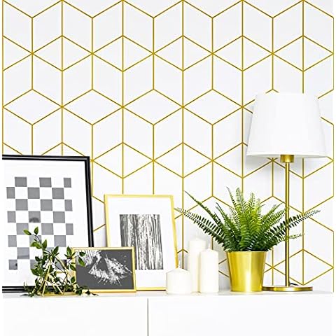 Orainege Gold Wood Contact Paper Gold and White Peel and Stick Wallpaper 17.7inchx196.8inch Gold Wood Grain Removable Wallpaper