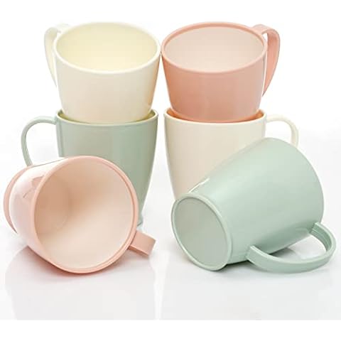 Okuna Outpost Set of 6 Wheat Straw Mugs with Handle, Unbreakable Plastic Coffee  Cups, 3 Colors, 11 oz in 2023